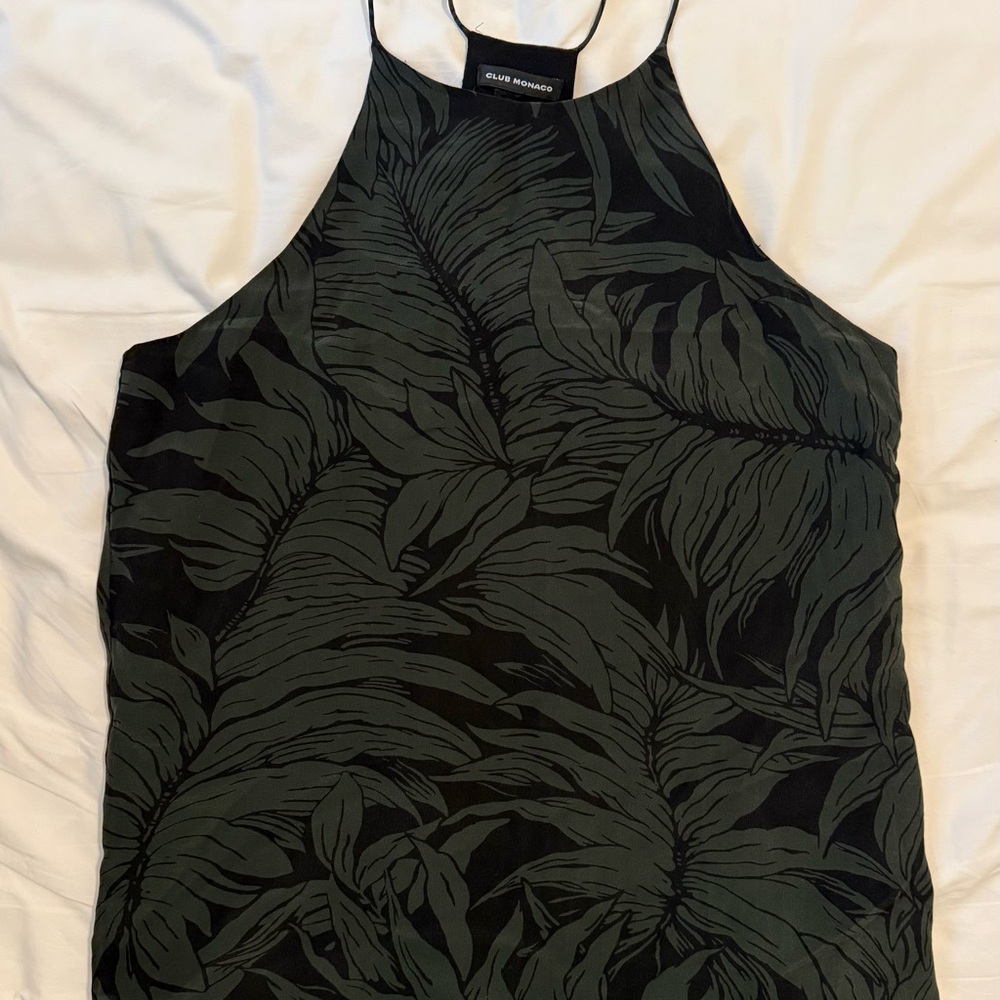 Club Monaco Green and Black Patterned Tank Top